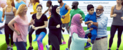 alt_text: Diverse individuals enjoy healthy activities, promoting savings and wellness in a vibrant, optimistic scene.